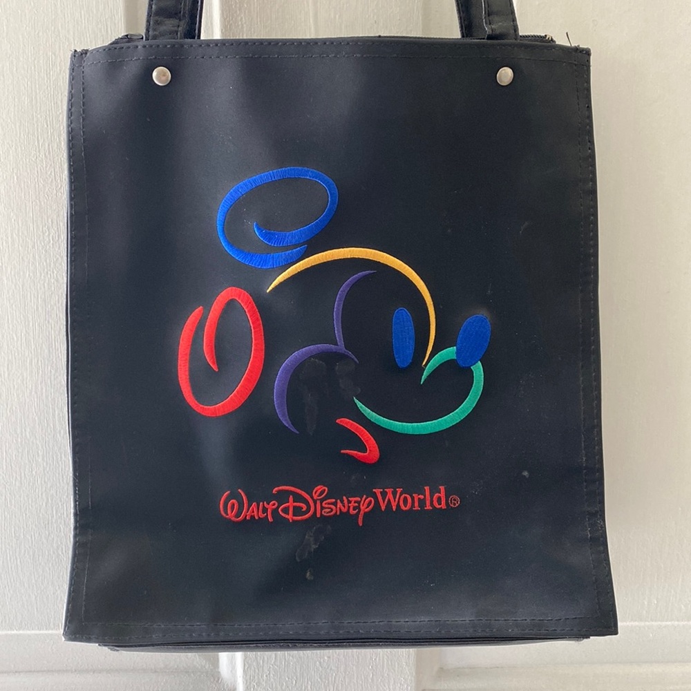 VTG 90’s Mickey Mouse Walt Disney World Embroidered Black Tote Shoulder Bag - Picture 1 of 9